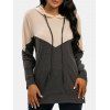 Two Tone Drawstring Pullover Hoodie - LIGHT COFFEE S