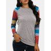 Haut Blouson en Blocs de Couleurs à Manches Raglan à Volants - Gris S