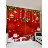 Rideaux de Fenêtre de Noël à Imprimé Boule et Bonhomme de Neige 2 Pièces - Rouge Lave W33.5 X L79 INCH X 2PCS