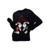 Christmas Berry Snowflake Graphic Sequined Sweater - BLACK XL