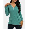 T-shirt Décontracté Demi-Zip en Avant à Manches Longues - Vert clair M