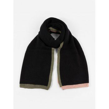 

Colorblock Winter Knitted Scarf, Black