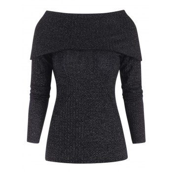 

Sparkle Bowknot Back Ribbed Knitwear, Black