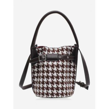 

Retro Houndstooth Printed Bucket Bag, Brown