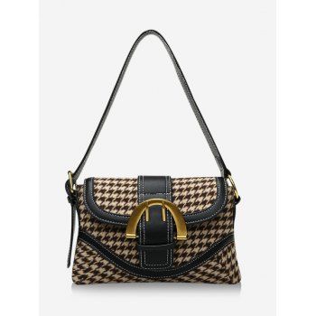 

Retro Houndstooth Print Shoulder Bag, Khaki