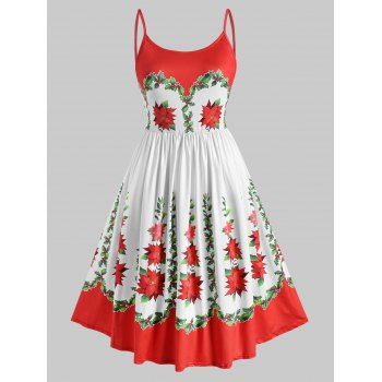 

Plus Size Floral Print Midi Cami Dress, Red