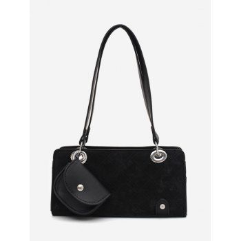 

Geo Stitching Coin Bag Pendant Shoulder Bag, Black