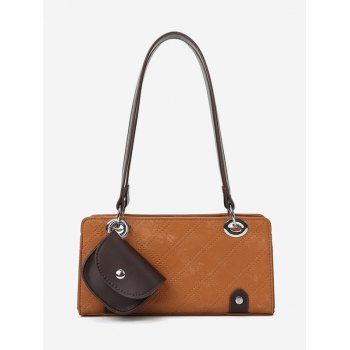 

Geo Stitching Coin Bag Pendant Shoulder Bag, Brown
