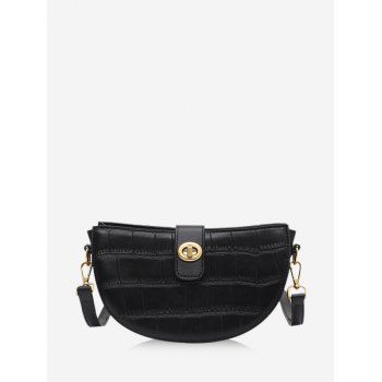 

Retro Semicircle Textured Crossbody Bag, Black