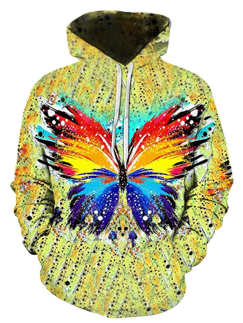 Sweat à Capuche à Imprimé Papillon Coloré avec Poche Kangourou - multicolor 3XL