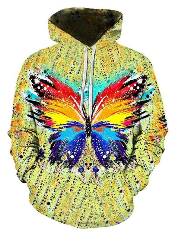 Sweat à Capuche à Imprimé Papillon Coloré avec Poche Kangourou - multicolor XL