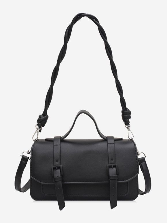 Sac à Bandoulière Rétro Tordu à Bretelle - Noir 