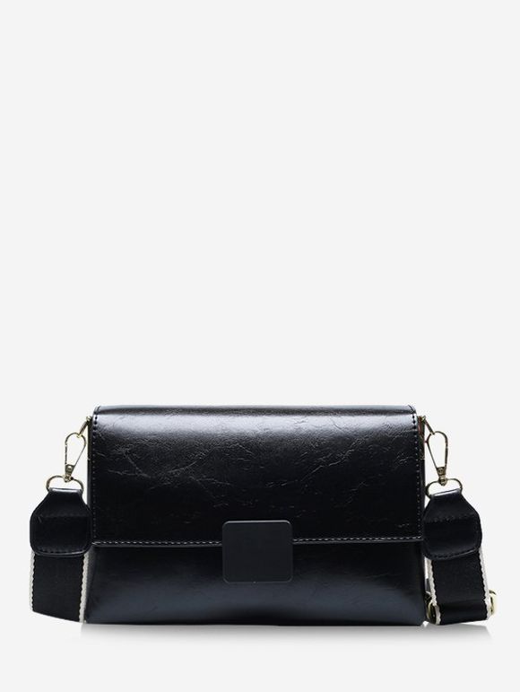 Sac à Bandoulière Rectangle à Bretelle Large - Noir 