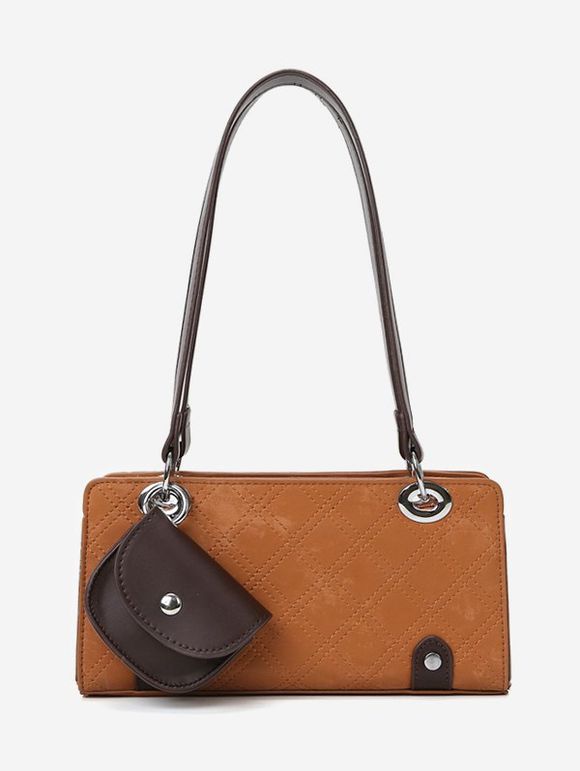 Sac à Bandoulière Géométrique Pendant Cousu - Brun 