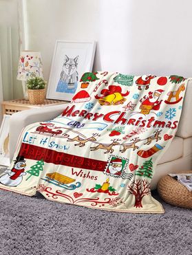 Christmas Cartoon Santa Print Flannel Blanket