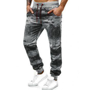 

Ink Painting Print Jogger Sweatpants, Light gray