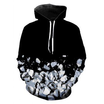 

Stones 3D Print Kangaroo Pocket Hoodie, Black