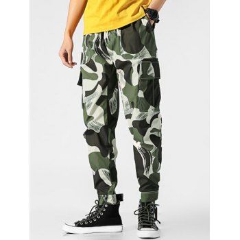 

Camouflage Printed Cargo Pants, Camouflage green