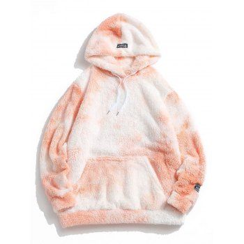 

Tie Dye Print Fluffy Hoodie, Light yellow