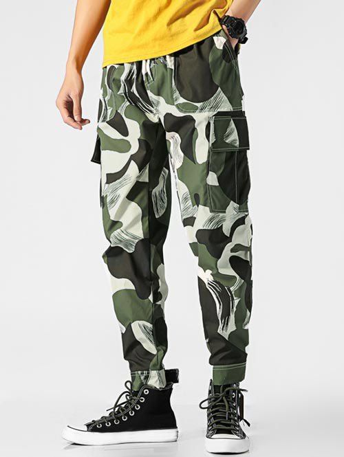 Pantalon Cargo à Imprimé Camouflage - Vert Camouflage 3XL