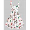 Robe à Imprimé Père Noël et Bonhomme de Neige sans Manches - Blanc L