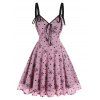 Robe de Noël à Imprimé Flocon de Neige et Nœud Papillon en Maille - Rose M