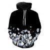 Sweat à Capuche 3D Pierre Imprimée avec Poche Kangourou - Noir L