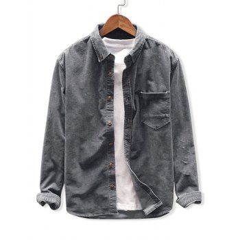 

Button Up Pocket Corduroy Shirt, Dark gray