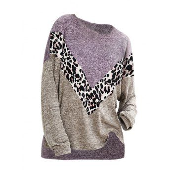 

Heathered Leopard High Low Slit Knitwear, Purple