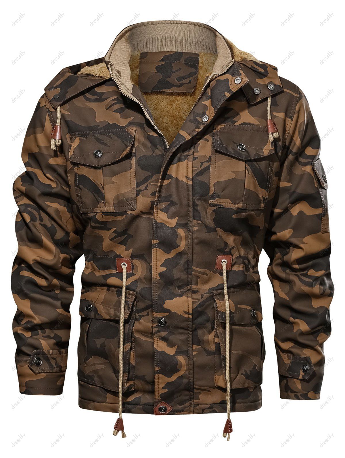 [55% OFF] 2021 Camouflage Print Toggle Drawstring PU Leather Cargo