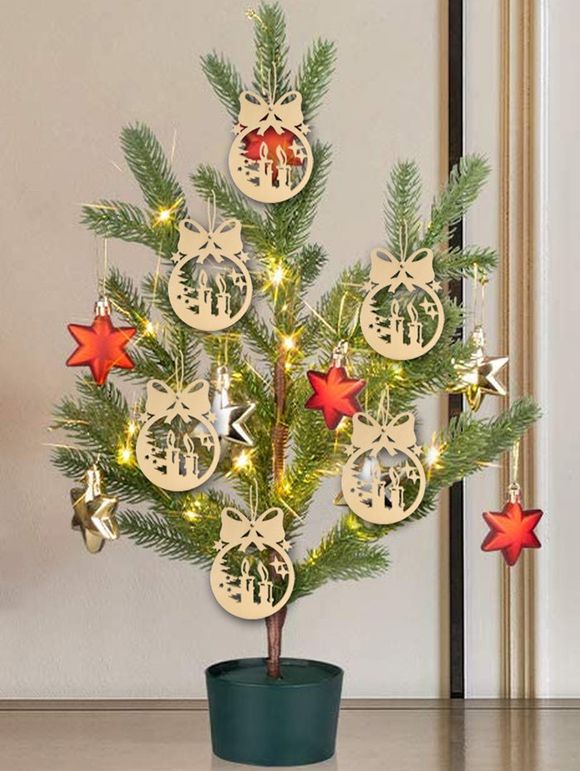 10 Pièces Décorations Pendantes d'Arbre de Noël en Bois - Bohu Bois 