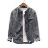 Chemise Boutonnée avec Poche en Velours Côtelé - Gris Foncé M