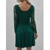 Sheer Lace Long Sleeves Surplice Dress - DEEP GREEN 2XL