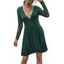 Robe Superposée en Dentelle Transparente à Manches Longues - Vert profond XL
