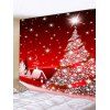 Tapisserie Décoration Murale Pendante de Noël Maison et Sapin Imprimés - Rouge Rubis W91 X L71 INCH