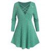 Plus Size Wide Rib Lattice A Line Knit Sweater - LIGHT GREEN 1X