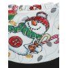 Christmas Santa Claus Snowman Gift Print Cold Shoulder Twofer Dress - BLACK M