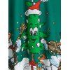 Robe de Noël de Soirée Noël Imprimée à Epaule Dénudée à Volants - Vert profond L