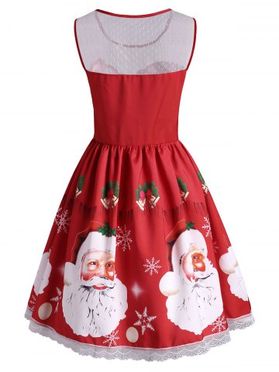 Christmas Bell Santa Claus Snowflake Lace Insert Dress 