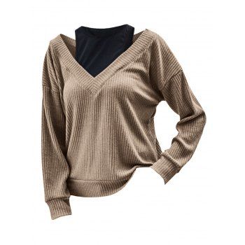 

Ribbed Cutout 2 In 1 Knitwear, Coffee