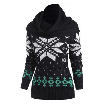 

Christmas Multiway Snowflake Sweater with Ring Scarf, Black