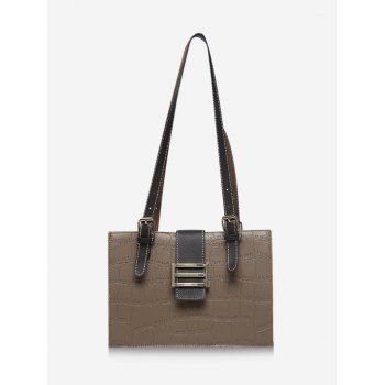 

Colorblock Textured Square Shoulder Bag, Light khaki