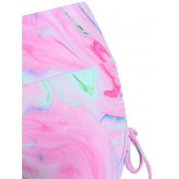 Kaufen Tie Dye Agate Print Swimsuit Side Cinched Ruched Boyshorts Tankini Swimwear. Bild