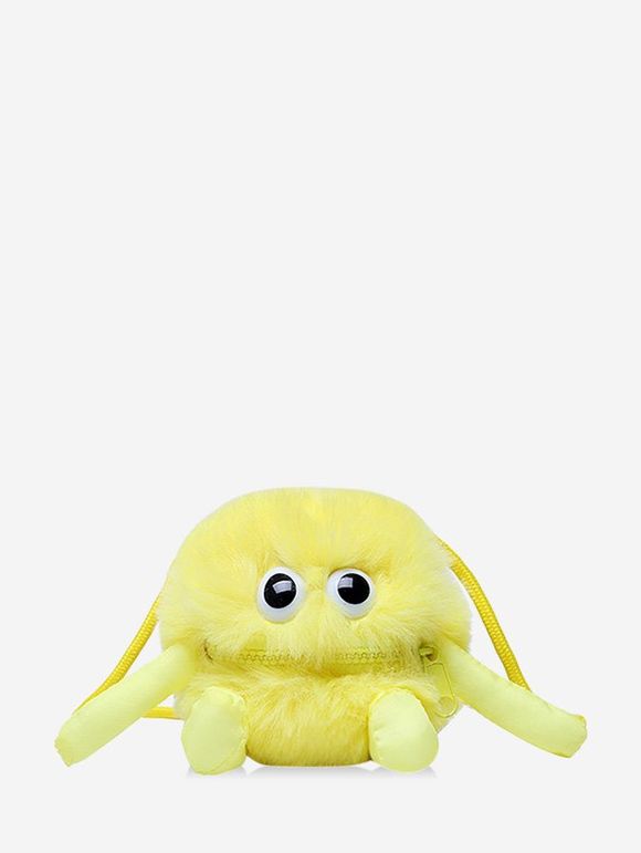 Sac à Bandoulière Fourré en Forme de Monstre Dessin Animé - Jaune de Maïs 