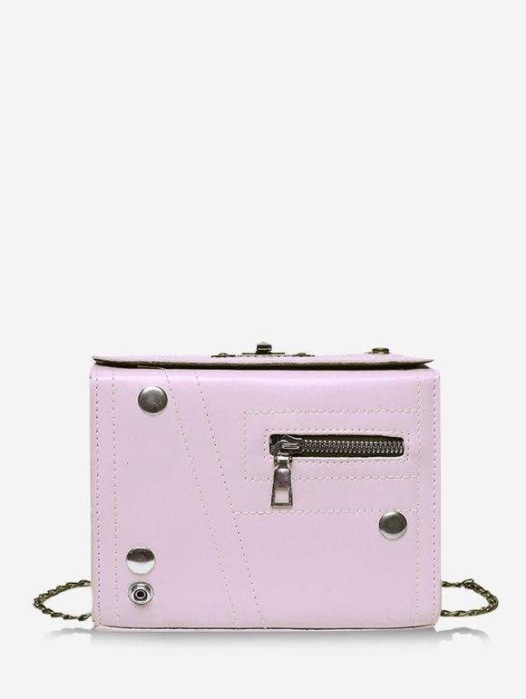 Sac à Bandoulière avec Chaîne en Forme de Rectangle Style Rétro - Violet clair 
