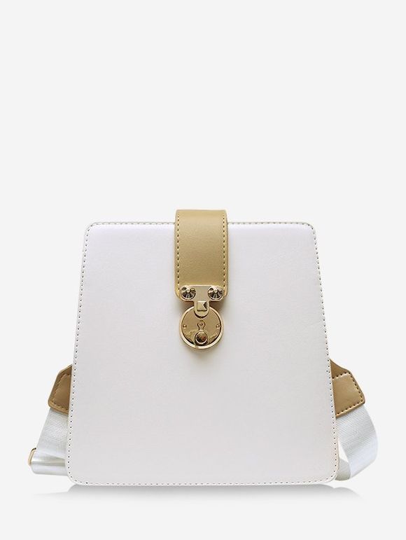 Sac à Bandoulière Carré en Blocs de Couleurs - Blanc Chaud 