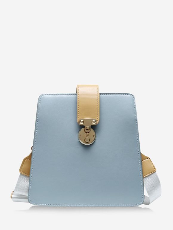 Sac à Bandoulière Carré en Blocs de Couleurs - Bleu gris 