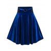 Jupe Ligne A Bague de Grande Taille en Velours - Bleu Cobalt 3X