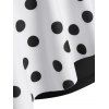 Layered Flounces Polka Dot Feather Print Tankini Swimwear - BLACK S