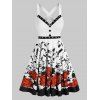 Robe d'Eté Croisée Boutonnée à Imprimé Fleur Rose sans Manches avec Œillet Détaillé - multicolor A XL